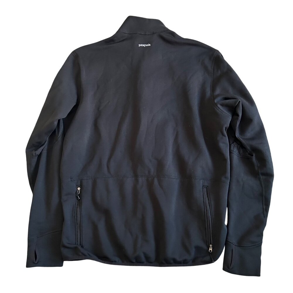 Patagonia Mens XL Black Full-Zip Jacket With Thumb Holes & Zippered Back Pockets